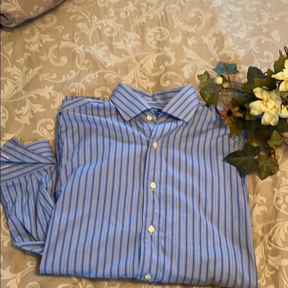 Ralph Lauren Blue Striped French Cuff Dress Shirt